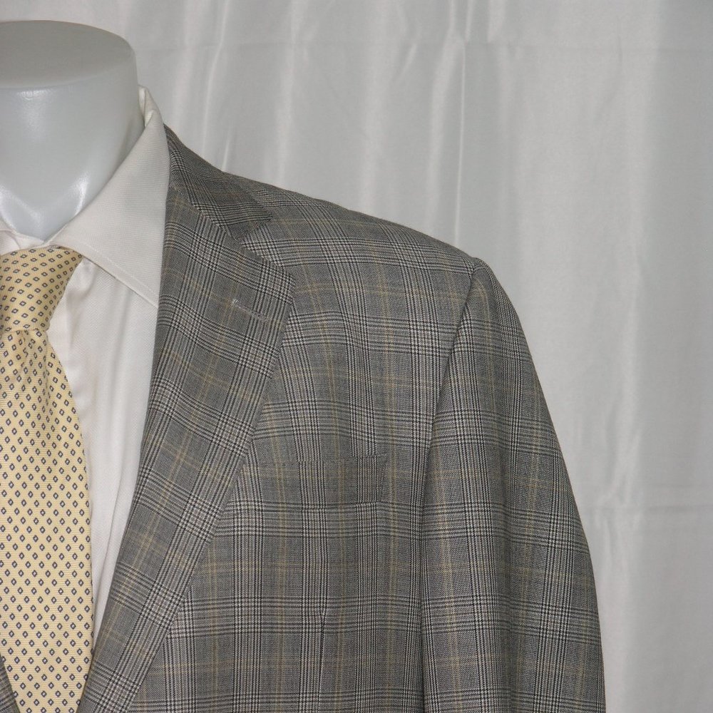 Brooks Brothers 1818 Madison Full Canvas E. Thomas 130 Gray Plaid Sport Coat 45R